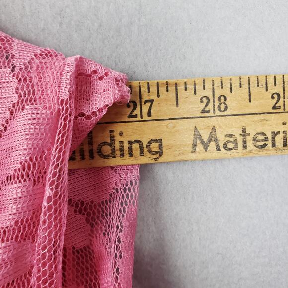 Sheer Floral Lace Layering Top Pink Daisy Preppy Coquette Feminine Cottagecore - Picture 2 of 5